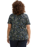 Camiseta de manga corta de mujer con cuello con cuello redondo y microestampado