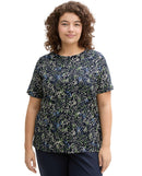 Camiseta de manga corta de mujer con cuello con cuello redondo y microestampado