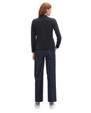 Blazer de mujer entallado con bolsillos delanteros azul marino