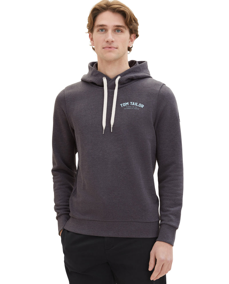 Sudadera de hombre con capucha y estampado pequeño gris oscuro