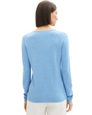 Jersey de mujer con cuello pico liso azul claro