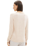Jersey de mujer con cuello pico liso beige