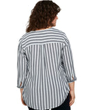 Blusa de mujer a rayas y mangas francesa gris