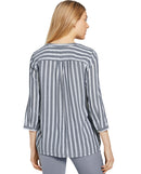 Blusa de mujer de manga francesa a rayas gris