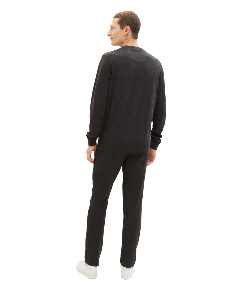 Jersey de hombre básico de cuello redondo gris oscuro