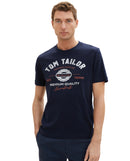 Camiseta de hombre de manga corta con dibujo frontal azul marino