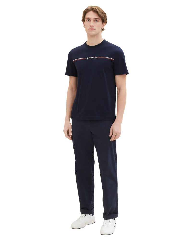 Camiseta de hombre con cuello redondo de manga corta azul marino