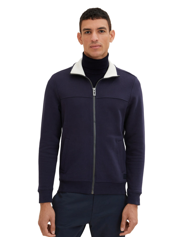Sudadera de hombre con cuello alto y cremallera azul marino