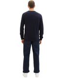 Jersey de hombre básico de cuello redondo azul marino