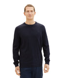 Jersey de hombre básico de cuello redondo azul marino