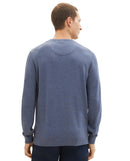 Jersey de hombre básico de cuello redondo azul