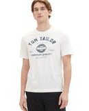 Camiseta de hombre de manga corta con dibujo frontal blanco