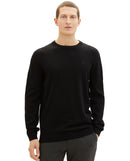 Jersey de hombre básico de cuello redondo negro