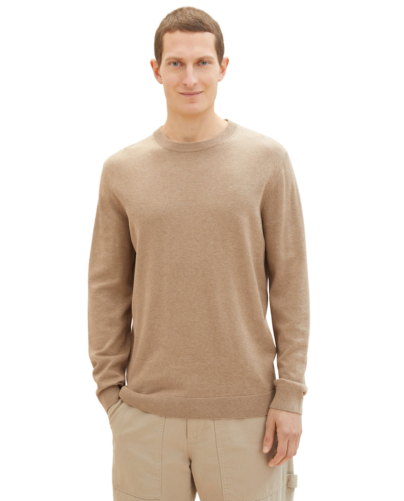 Jersey de hombre básico de cuello redondo beige