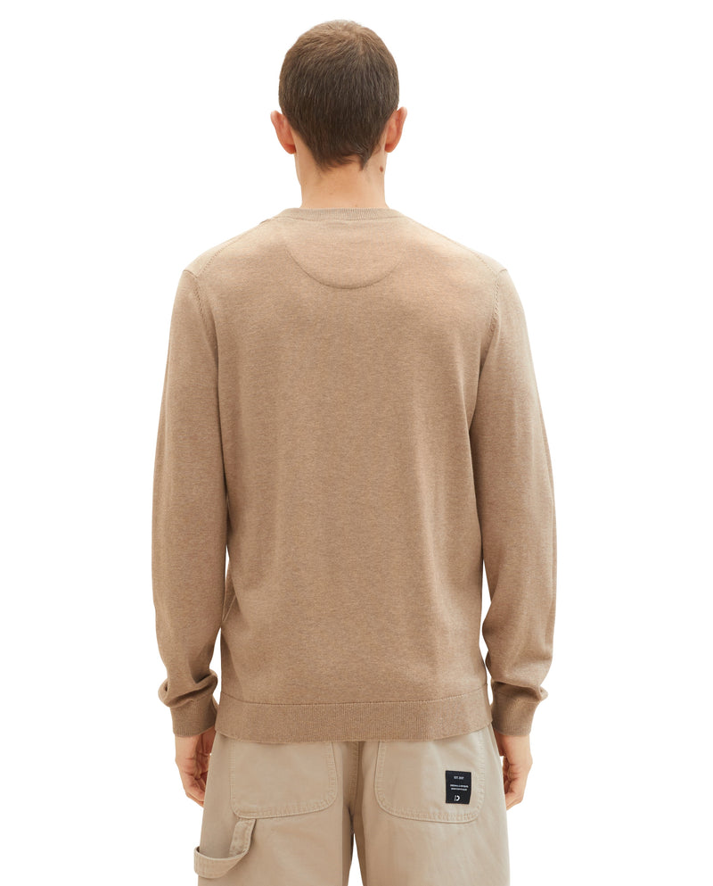 Jersey de hombre básico de cuello redondo beige