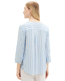 Blusa de mujer de manga francesa a rayas azul claro