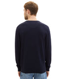 Jersey de hombre con cuello de pico azul marino