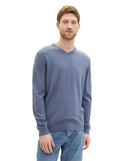 Jersey de hombre con cuello de pico azul