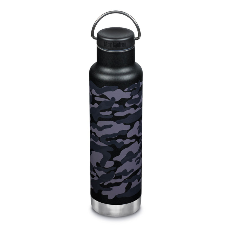 Classic Klean Kanteen Thermal Bottle with Loop Lid 20oz (592 ml) Black Camouflage