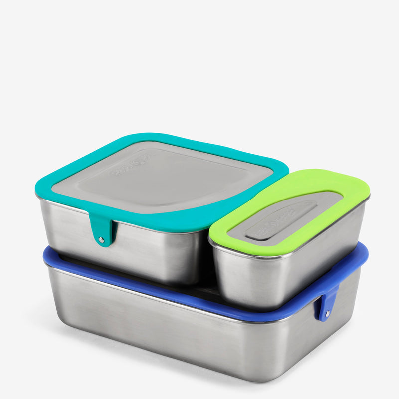 Pack of three stainless steel food containers