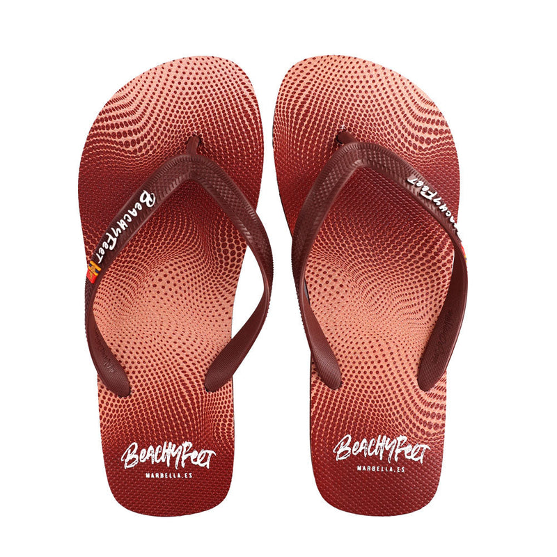 Men's Red Dots flip flops from the Beachy Feet brand