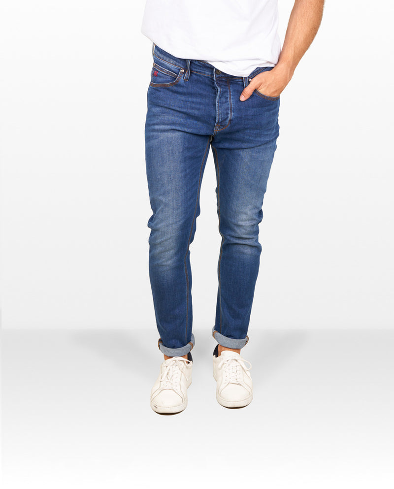 Men's slim fit blue jeans