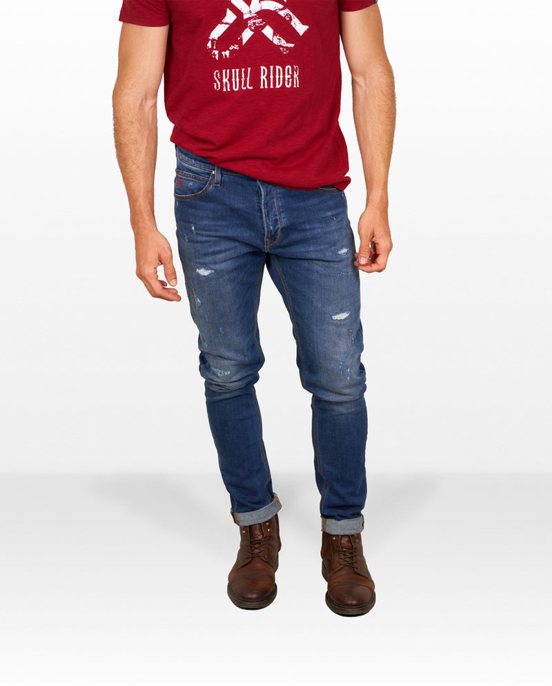 Slim fit men's jeans with worn effect