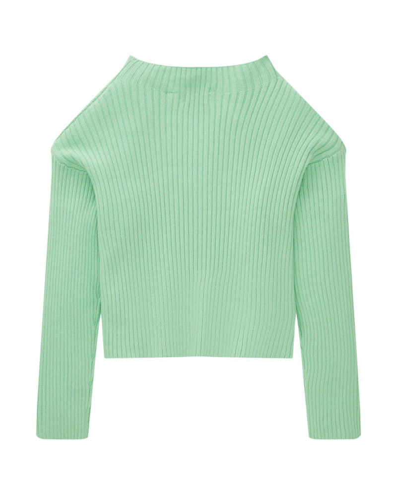 Girl's long-sleeved ribbed knit sweater