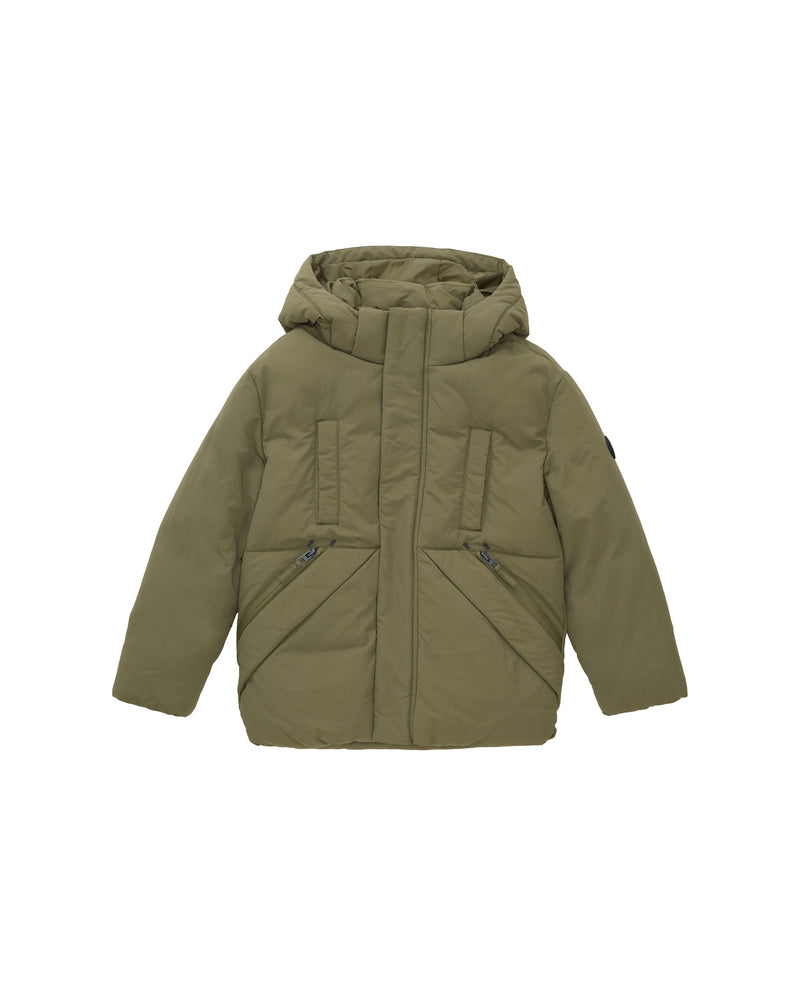 Plain boy's down jacket with detachable hood