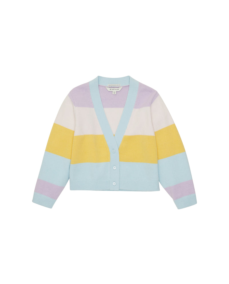 Multicolored striped knitted girl's jacket