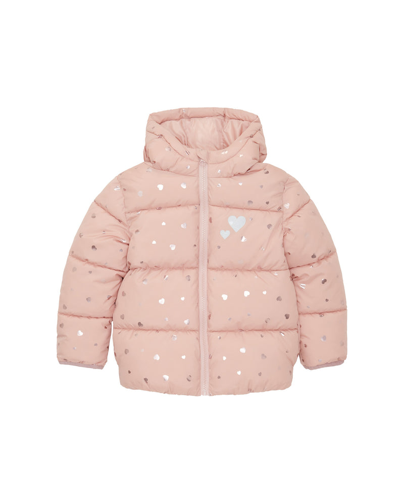 Girl's down jacket with hood and print