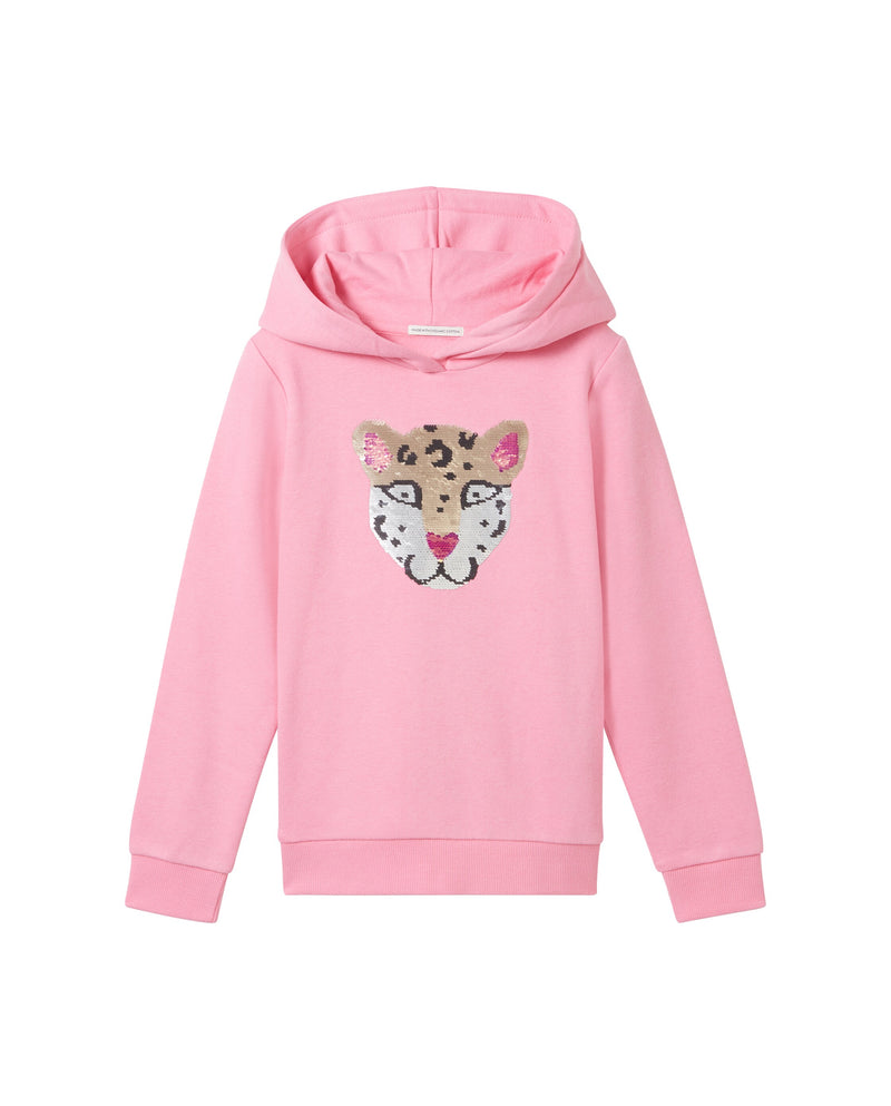 Girl's sweatshirt with hood and front drawing