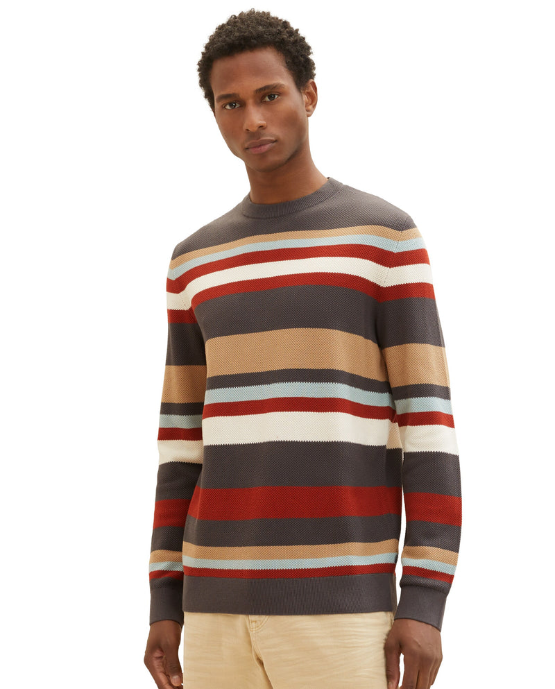 Men's striped crew neck sweater
