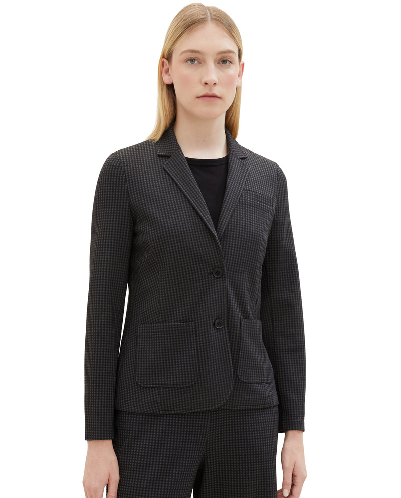 Women's checkered blazer with button closure